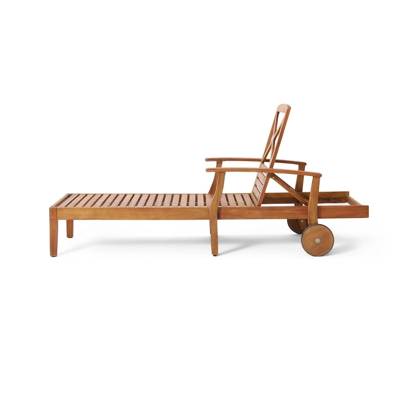 Perla Outdoor Acacia Wood Chaise Lounge with Cushion by Christopher Knight Home