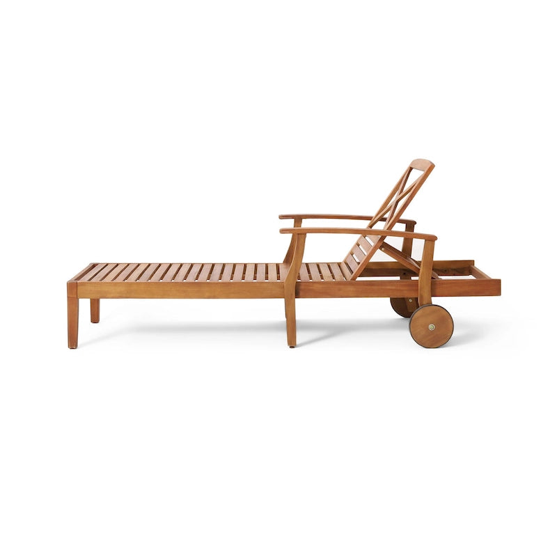 Perla Outdoor Acacia Wood Chaise Lounge with Cushion by Christopher Knight Home