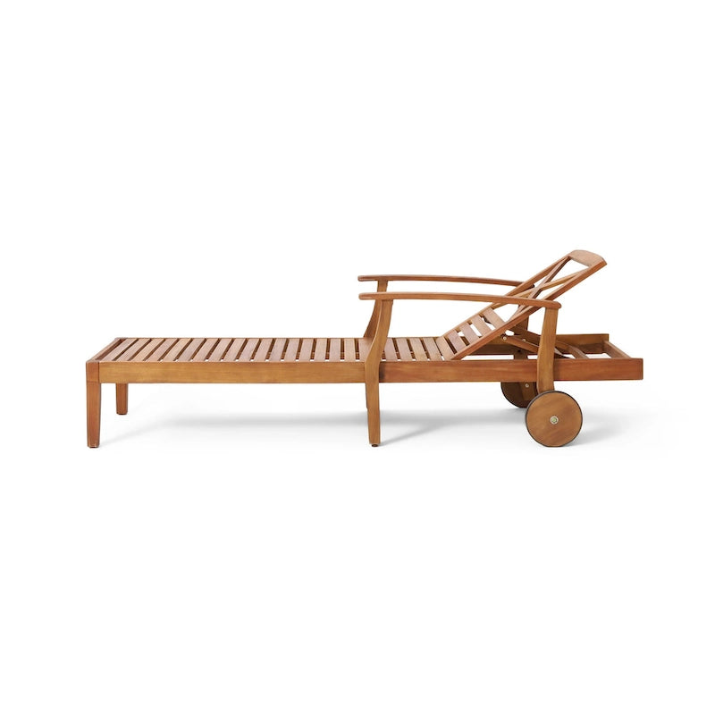 Perla Outdoor Acacia Wood Chaise Lounge with Cushion by Christopher Knight Home