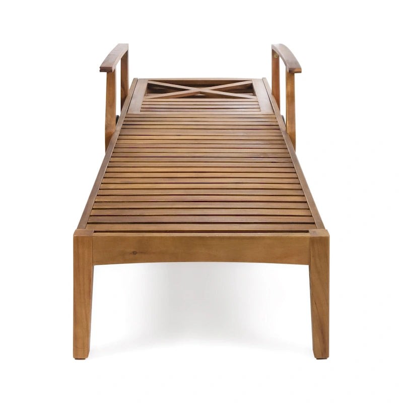 Perla Outdoor Acacia Wood Chaise Lounge with Cushion by Christopher Knight Home