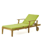Perla Outdoor Acacia Wood Chaise Lounge with Cushion by Christopher Knight Home