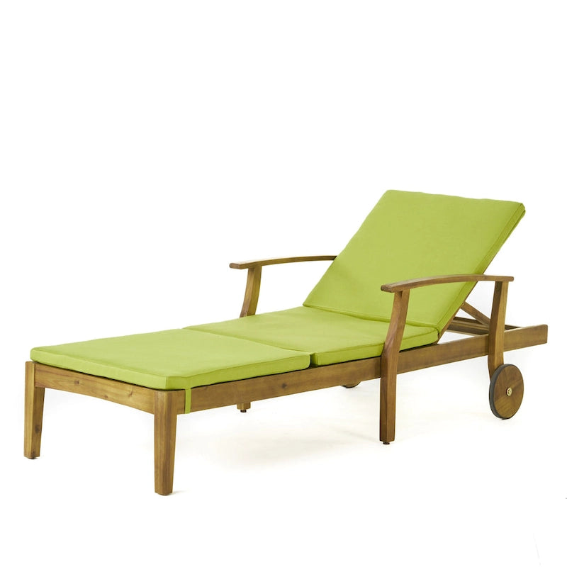 Perla Outdoor Acacia Wood Chaise Lounge with Cushion by Christopher Knight Home