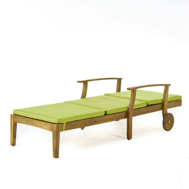 Perla Outdoor Acacia Wood Chaise Lounge with Cushion by Christopher Knight Home