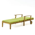 Perla Outdoor Acacia Wood Chaise Lounge with Cushion by Christopher Knight Home