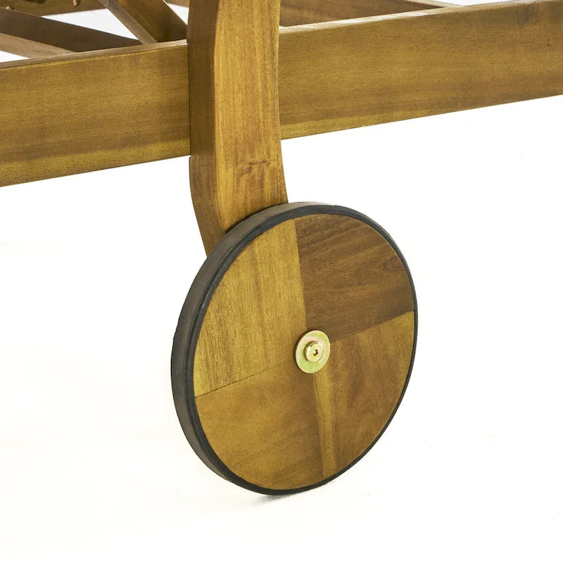 Perla Outdoor Acacia Wood Chaise Lounge with Cushion by Christopher Knight Home