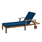 Perla Outdoor Acacia Wood Chaise Lounge with Cushion by Christopher Knight Home