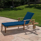 Perla Outdoor Acacia Wood Chaise Lounge with Cushion by Christopher Knight Home