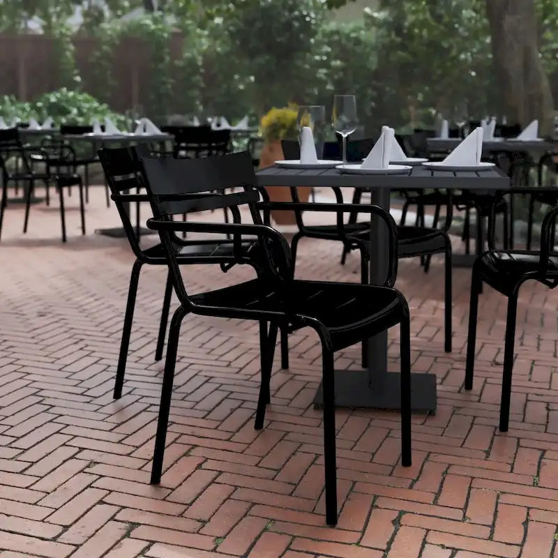 Modern Commercial Grade 2 Slat Indoor/Outdoor Steel Stack Chair