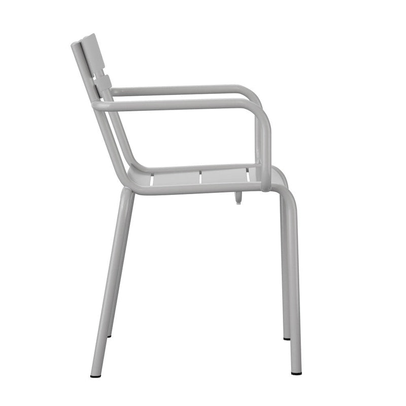 Modern Commercial Grade 2 Slat Indoor/Outdoor Steel Stack Chair