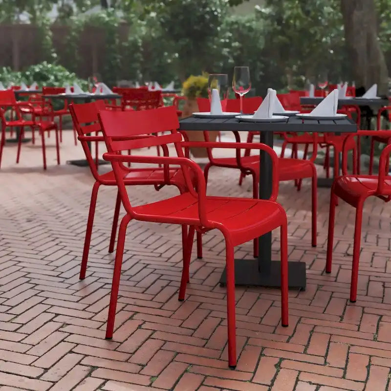 Modern Commercial Grade 2 Slat Indoor/Outdoor Steel Stack Chair