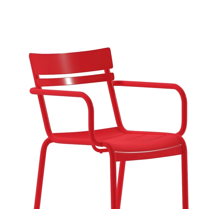 Modern Commercial Grade 2 Slat Indoor/Outdoor Steel Stack Chair
