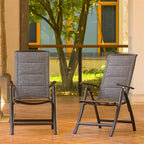 2-Piece Folding Patio Reclining Chair Aluminium Adjustable Backrest