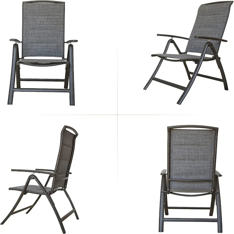 2-Piece Folding Patio Reclining Chair Aluminium Adjustable Backrest