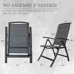 2-Piece Folding Patio Reclining Chair Aluminium Adjustable Backrest