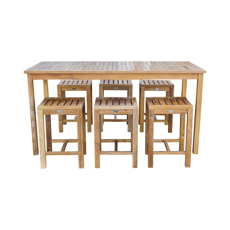 Chic Teak Antigua Rectangular Teak Wood Bistro Counter Table, 63 x 35 inch (table only)