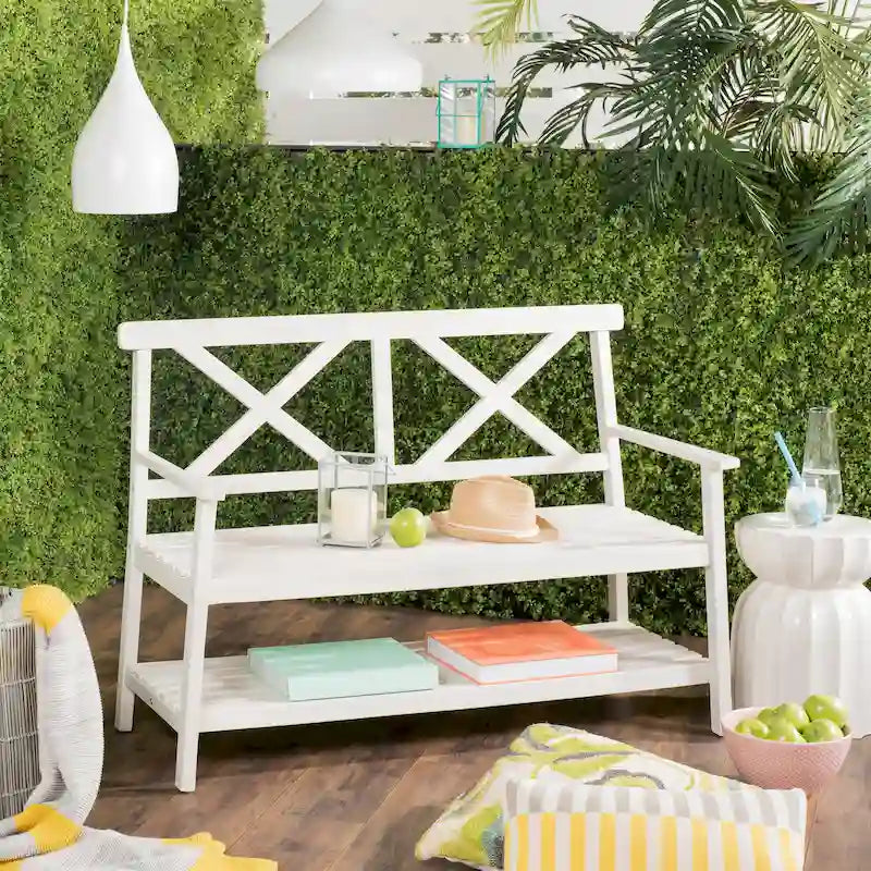 SAFAVIEH Outdoor Beatrijs Bench - 49Wx22Dx35H