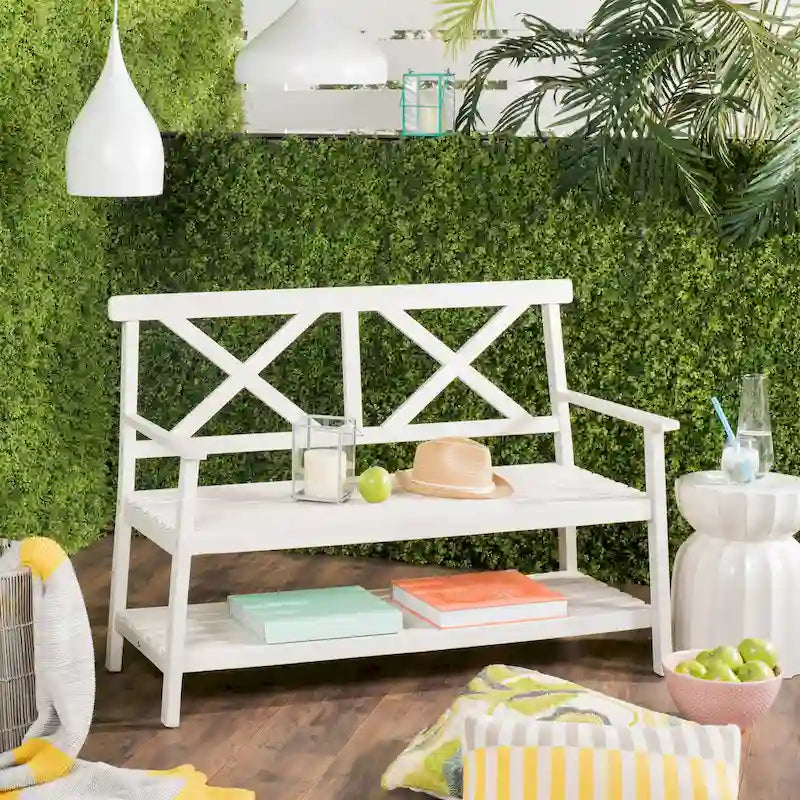 SAFAVIEH Outdoor Beatrijs Bench - 49Wx22Dx35H