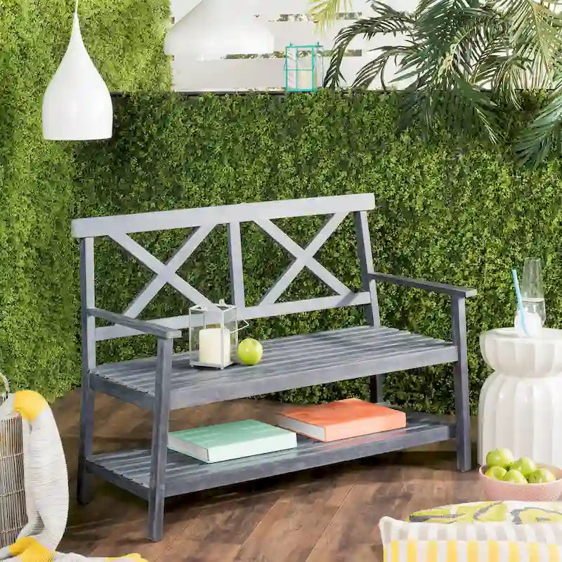 SAFAVIEH Outdoor Beatrijs Bench - 49Wx22Dx35H