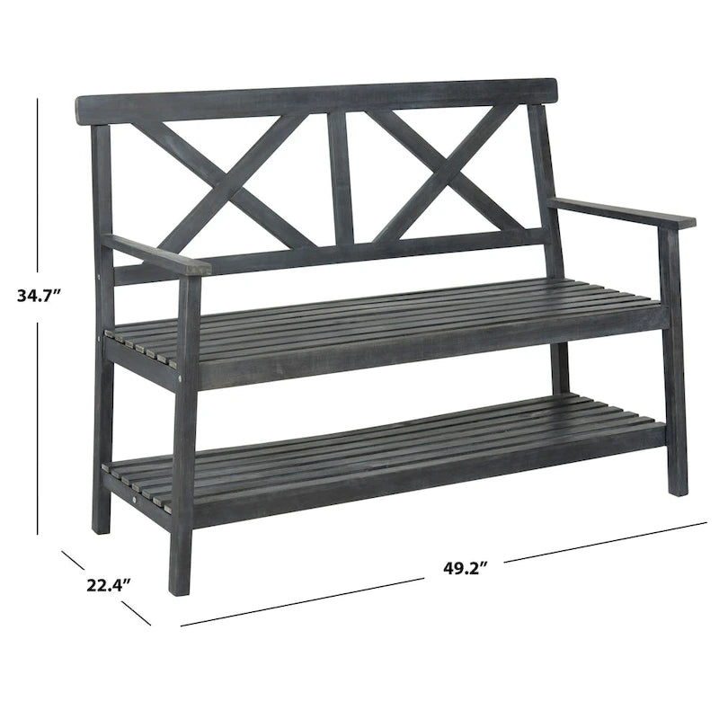 SAFAVIEH Outdoor Beatrijs Bench - 49Wx22Dx35H