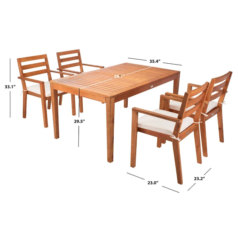 SAFAVIEH Outdoor Anzhela 5-Piece Dining Set - 59Wx35Dx30H