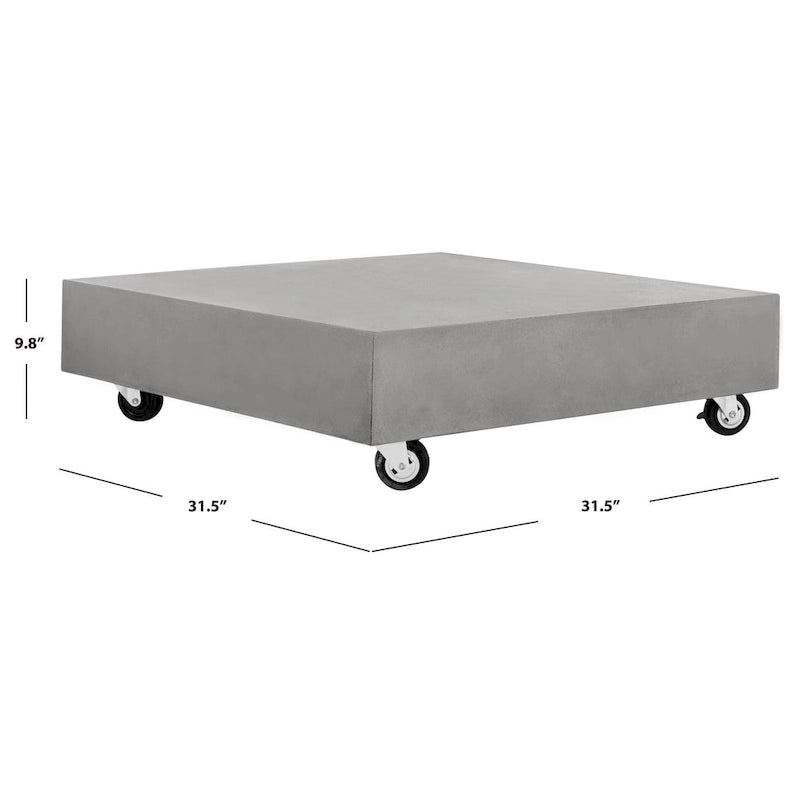 SAFAVIEH Outdoor Llio Modern Concrete Coffee Table - 31.5  W x 31.5  D x 9.8  H - 32Wx32Dx10H
