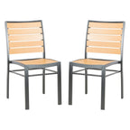 SAFAVIEH Outdoor Jaycee Chair - Black / Brown (Set of 2) - 19Wx23Dx34H