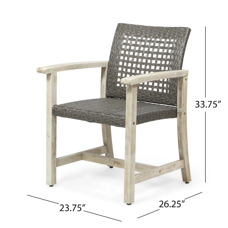 Hammersley 6 Seater Outdoor Acacia Wood and Wicker Dining Set by Christopher Knight Home