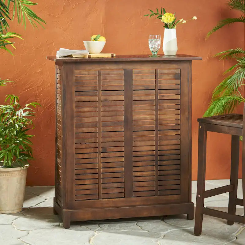 Riviera Acacia Wood Bar Table with Storage by Christopher Knight Home - 39.50 L x 16.50 W x 43.25 H
