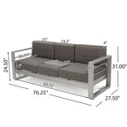 Cape Coral Outdoor 3 Seater Aluminum Sofa and Ottoman Set with Side Tables by Christopher Knight Home