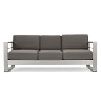 Cape Coral Outdoor 3 Seater Aluminum Sofa and Ottoman Set with Side Tables by Christopher Knight Home