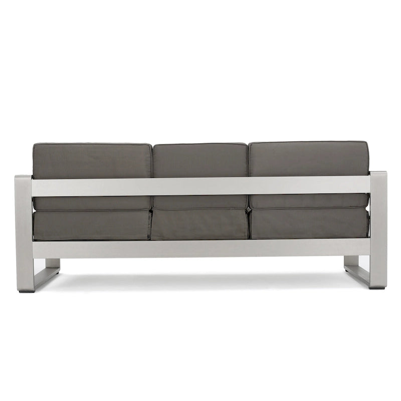 Cape Coral Outdoor 3 Seater Aluminum Sofa and Ottoman Set with Side Tables by Christopher Knight Home