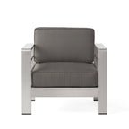 Cape Coral Outdoor 2-Seater Aluminum Club Chair Chat Set with Ottomans by Christopher Knight Home