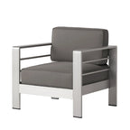 Cape Coral Outdoor 2-Seater Aluminum Club Chair Chat Set with Ottomans by Christopher Knight Home