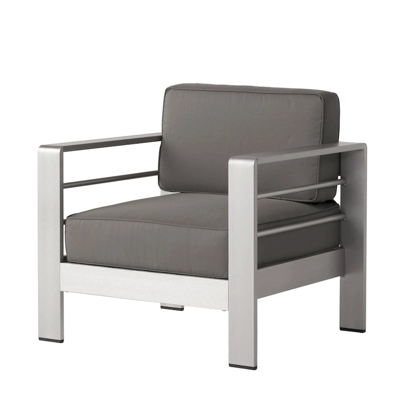 Cape Coral Outdoor 2-Seater Aluminum Club Chair Chat Set with Ottomans by Christopher Knight Home