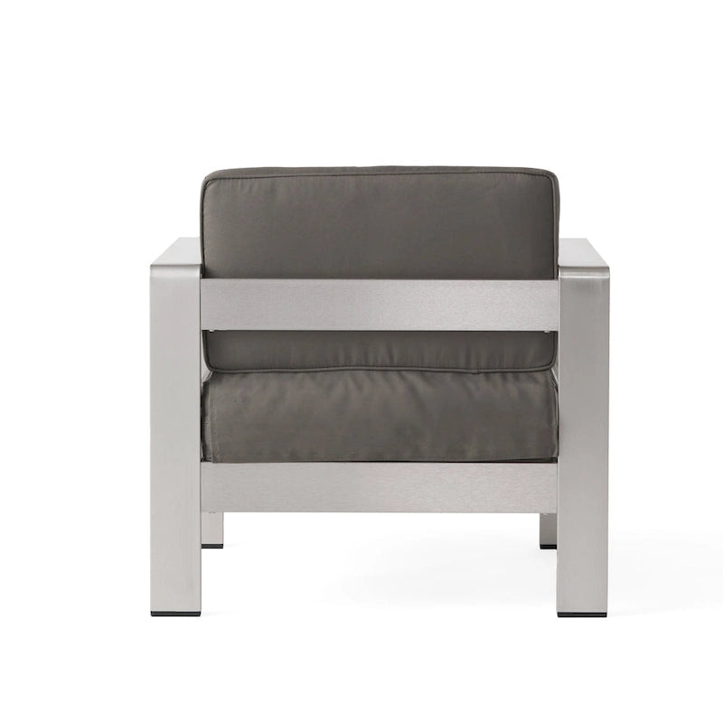 Cape Coral Outdoor 2-Seater Aluminum Club Chair Chat Set with Ottomans by Christopher Knight Home