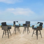 Puerta Outdoor Wicker Swivel Barstool with Cushions (Set of 4) by Christopher Knight Home