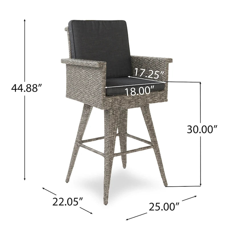 Puerta Outdoor Wicker Swivel Barstool with Cushions (Set of 4) by Christopher Knight Home