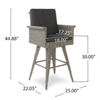 Puerta Outdoor Wicker Swivel Barstool with Cushions (Set of 4) by Christopher Knight Home