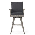 Puerta Outdoor Wicker Swivel Barstool with Cushions (Set of 4) by Christopher Knight Home