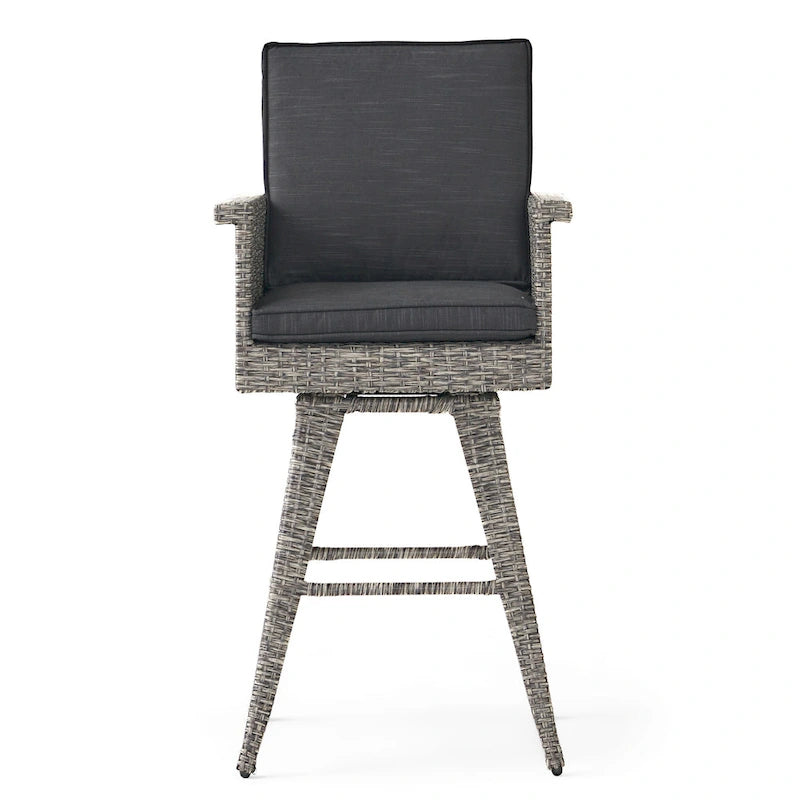 Puerta Outdoor Wicker Swivel Barstool with Cushions (Set of 4) by Christopher Knight Home