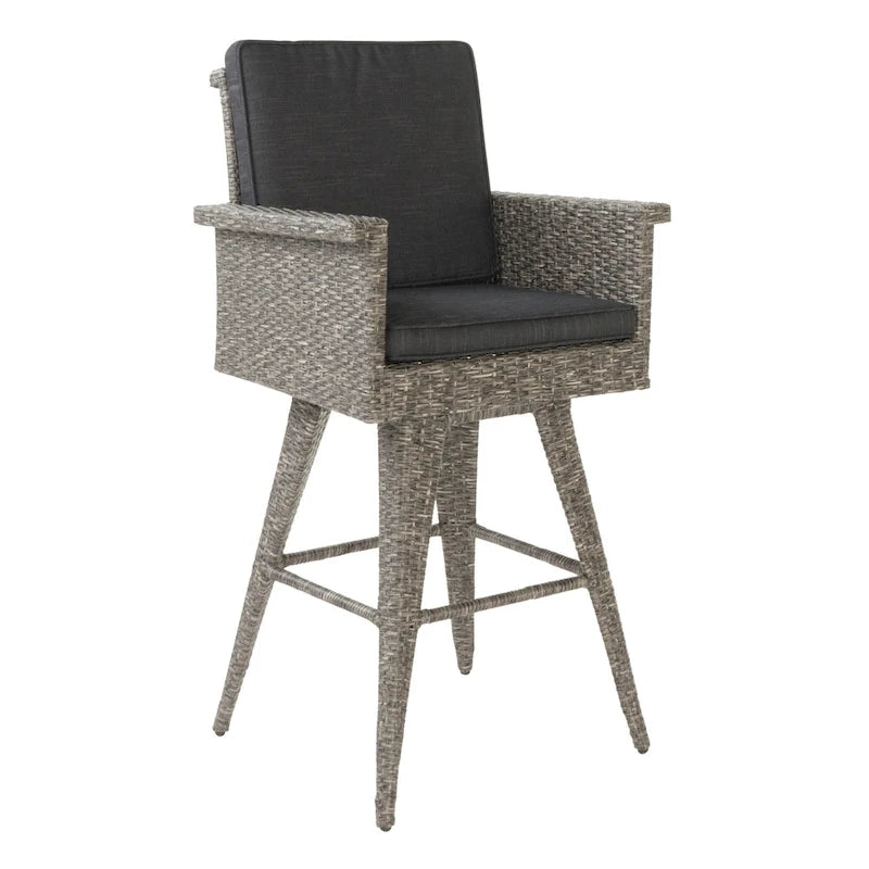 Puerta Outdoor Wicker Swivel Barstool with Cushions (Set of 4) by Christopher Knight Home