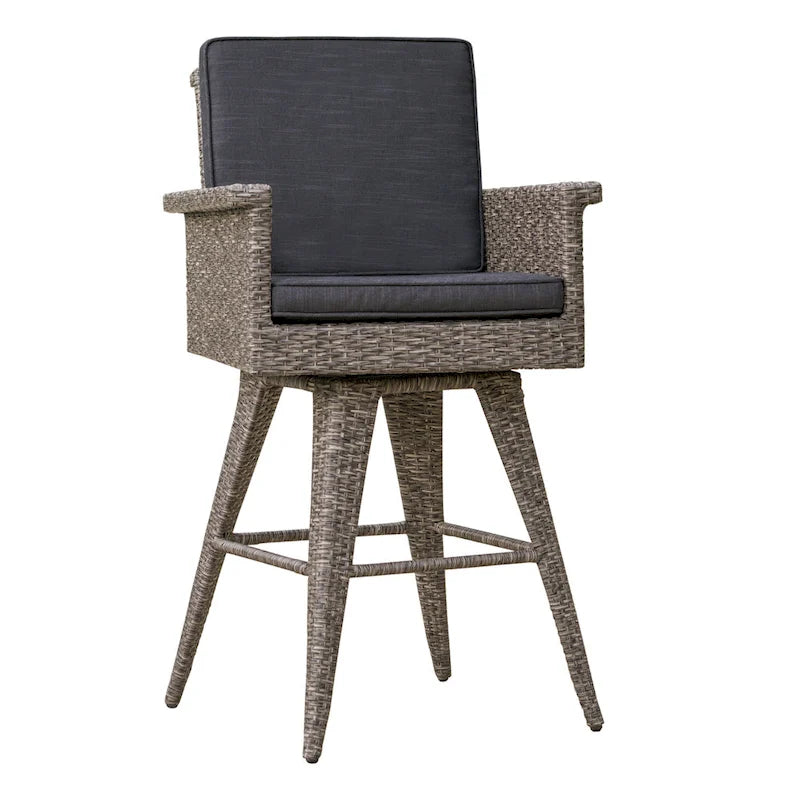 Puerta Outdoor Wicker Swivel Barstool with Cushions (Set of 4) by Christopher Knight Home