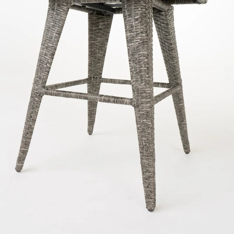 Puerta Outdoor Wicker Swivel Barstool with Cushions (Set of 4) by Christopher Knight Home