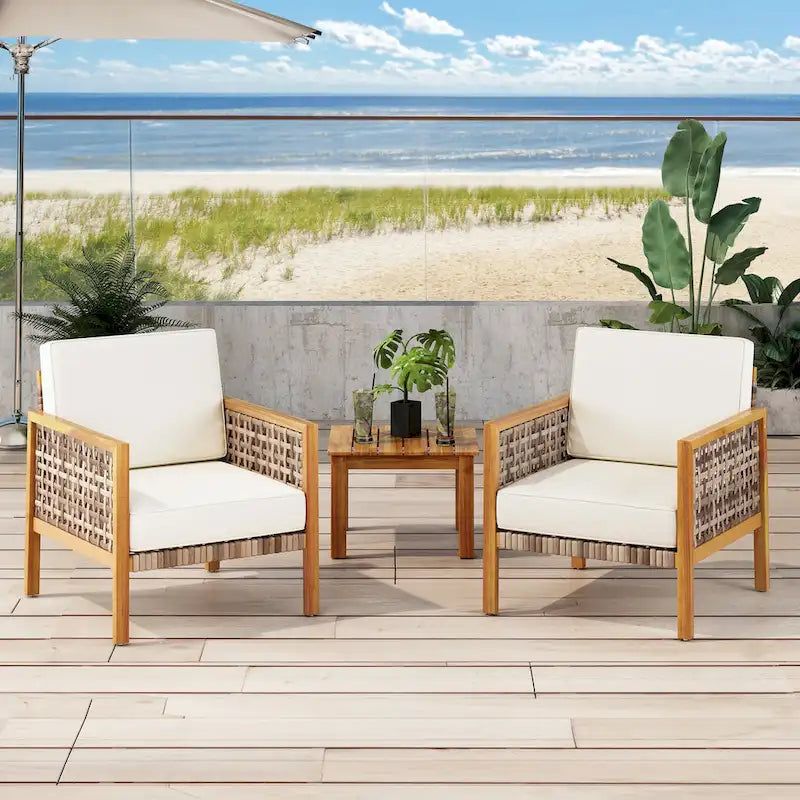 Joliet Acacia Wood and Wicker Outdoor Club Chair by Christopher Knight Home