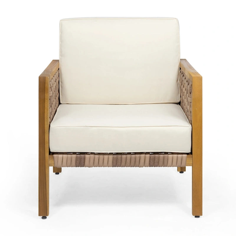 Joliet Acacia Wood and Wicker Outdoor Club Chair by Christopher Knight Home