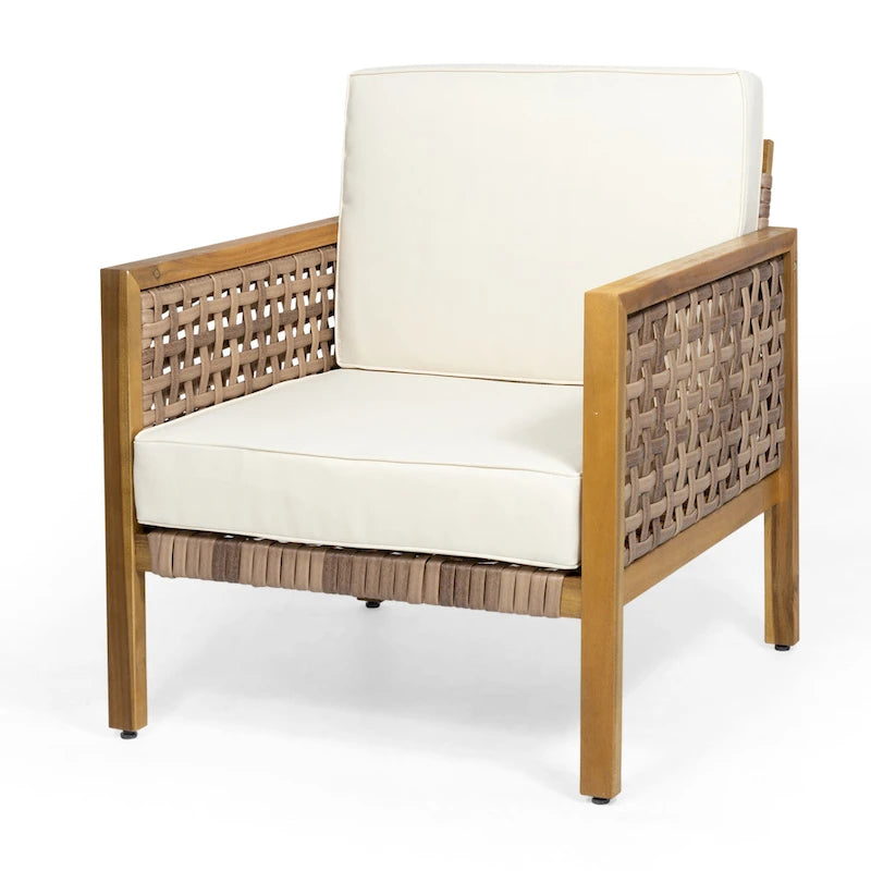 Joliet Acacia Wood and Wicker Outdoor Club Chair by Christopher Knight Home