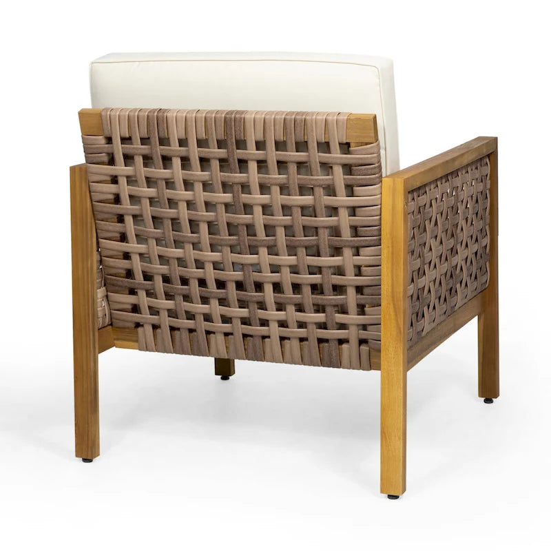 Joliet Acacia Wood and Wicker Outdoor Club Chair by Christopher Knight Home