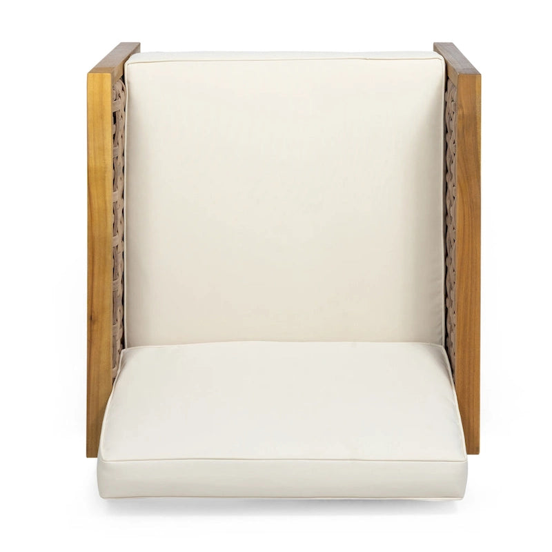 Joliet Acacia Wood and Wicker Outdoor Club Chair by Christopher Knight Home