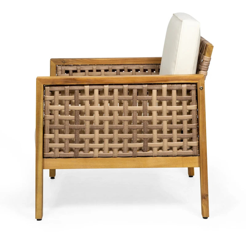 Joliet Acacia Wood and Wicker Outdoor Club Chair by Christopher Knight Home