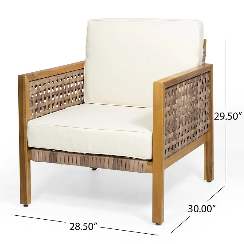Joliet Acacia Wood and Wicker Outdoor Club Chair by Christopher Knight Home